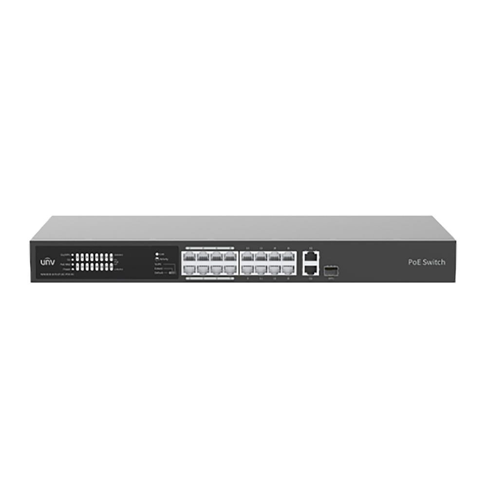 SWITCH POE 16 PUERTOS 100MBPS + 1UPLINK 1GBPS RJ45 +1 UPLINK 1GBPS COMBO PORTS. MAX. POE POWER 225W - MAX 30 W P/PUERTO