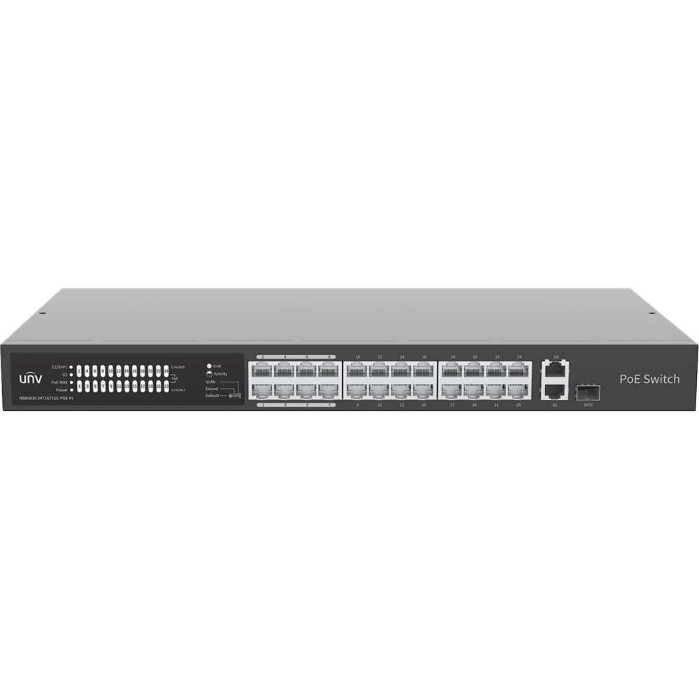 SWITCH POE 24 PUERTOS 100MBPS + 2UPLINK 1GBPS COMBO PORTS. MAX. POE POWER 370W - - MAX 30 W P/PUERTO