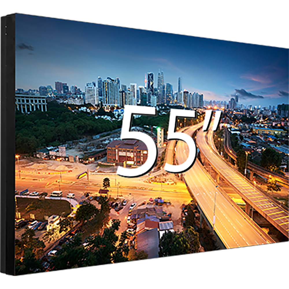 DISPLAY LCD VIDEO WALL 55" PULGADAS RESOLUCIÓN 1920×1080 BISEL 3,5MM, BRILLO 500CD/M2, SALIDAS DVI-VGA-HDMI