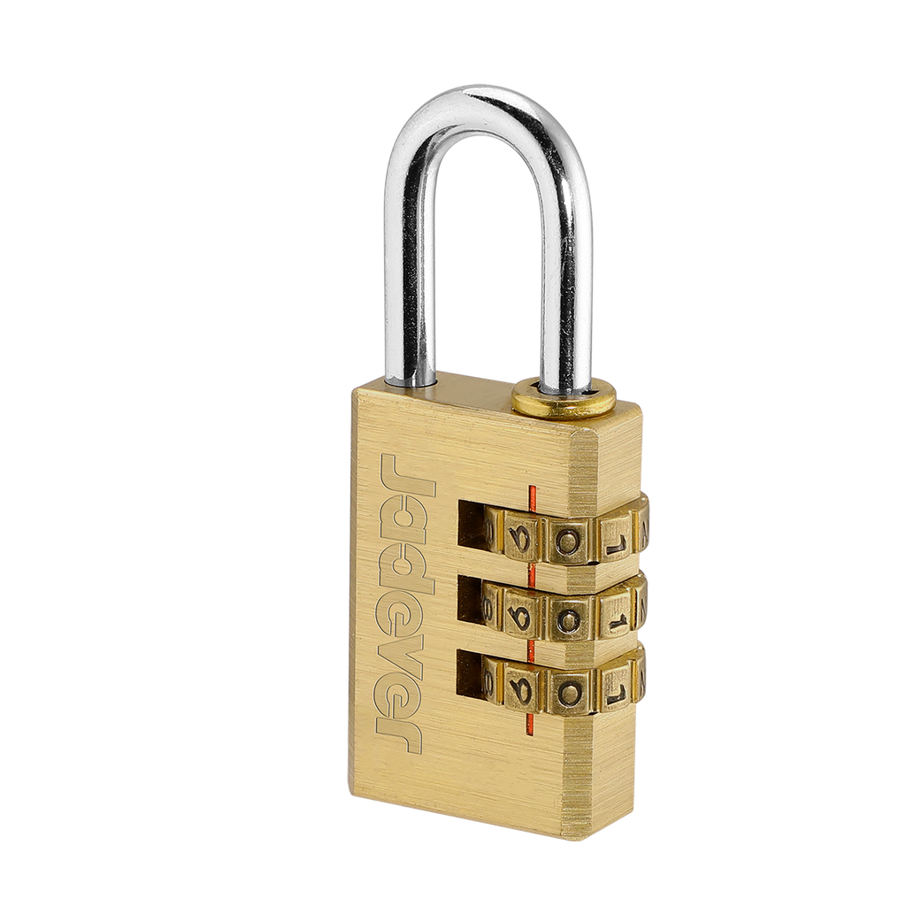 CANDADO DE COMBINACIÓN DE LATÓN DE 3 DÍGITOS - TAMAÑO: 3X20MM - PESO: 47G - 3 RUEDAS CODIFICADAS - COMBINACIÓN PERZONALIZABLE