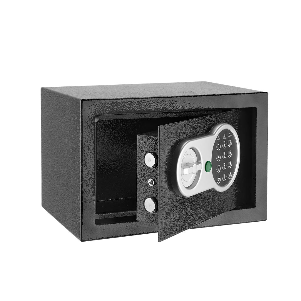 CAJA FUERTE ELECTRÓNICA - VOLUMEN: 11L - MEDIDAS: (A X L X P) 20 X 31 X 20 CM - ESPESOR (PUERTA/CUERPO DE CAJA): 3/1,5 MM - CÓDIGO DE 3 A 8 DÍGITOS LIBREMENTE