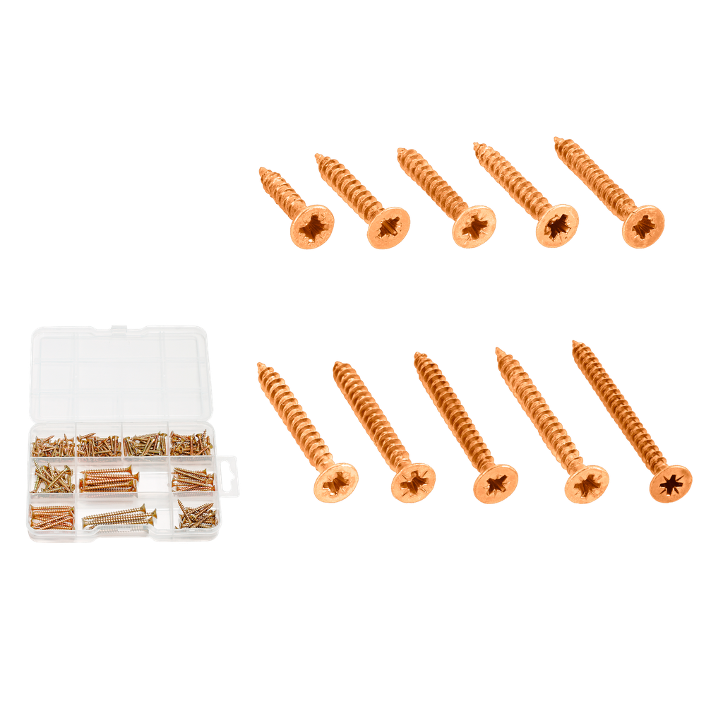 KIT DE TORNILLOS FIX PUNTA AGUJA DE 200 PIEZAS - TORNILLOS PUNTA AGUJA DE ACERO AL C CON SUPERFICIE GALVANIZADA