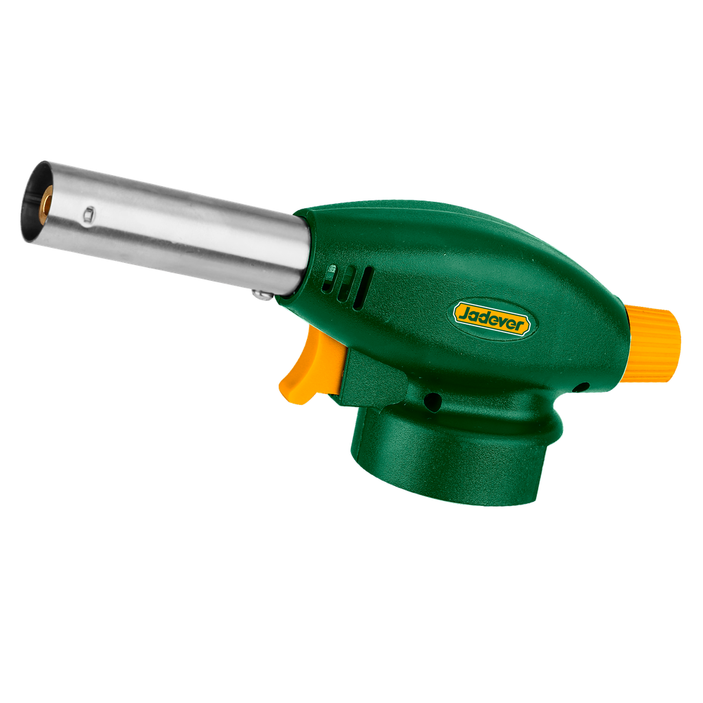 SOPLETE DE GAS - NO DISPARA AL REVÉS - ALUM. + ALEAC. ZINC - TEMPERATURA DE LA LLAMA: 1300° (REGULABLE) - CONSUMO DE GAS: 80 G/H - CONEXIÓN: TIPO BAYONETA - ENCENDIDO PIEZOELÉCTRICO AUTOMÁTICO