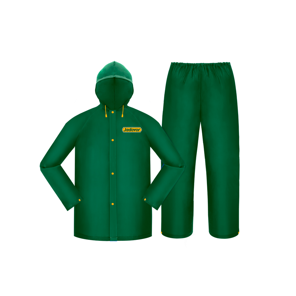 TRAJE DE LLUVIA COMPLETO - TALLA L - ESPESOR: 0,25MM - 100% PVC NUEVO - RESISTENTE AL AGUA - VENTILACIÓN EN AXILAS