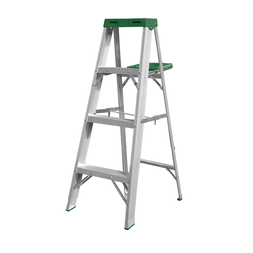 ESCALERA DE TRABAJO CON PORTA HERRAMIENTAS - ALUMINIO - ESCALONES: 3+1 - CARGA MÁXIMA: 150KG