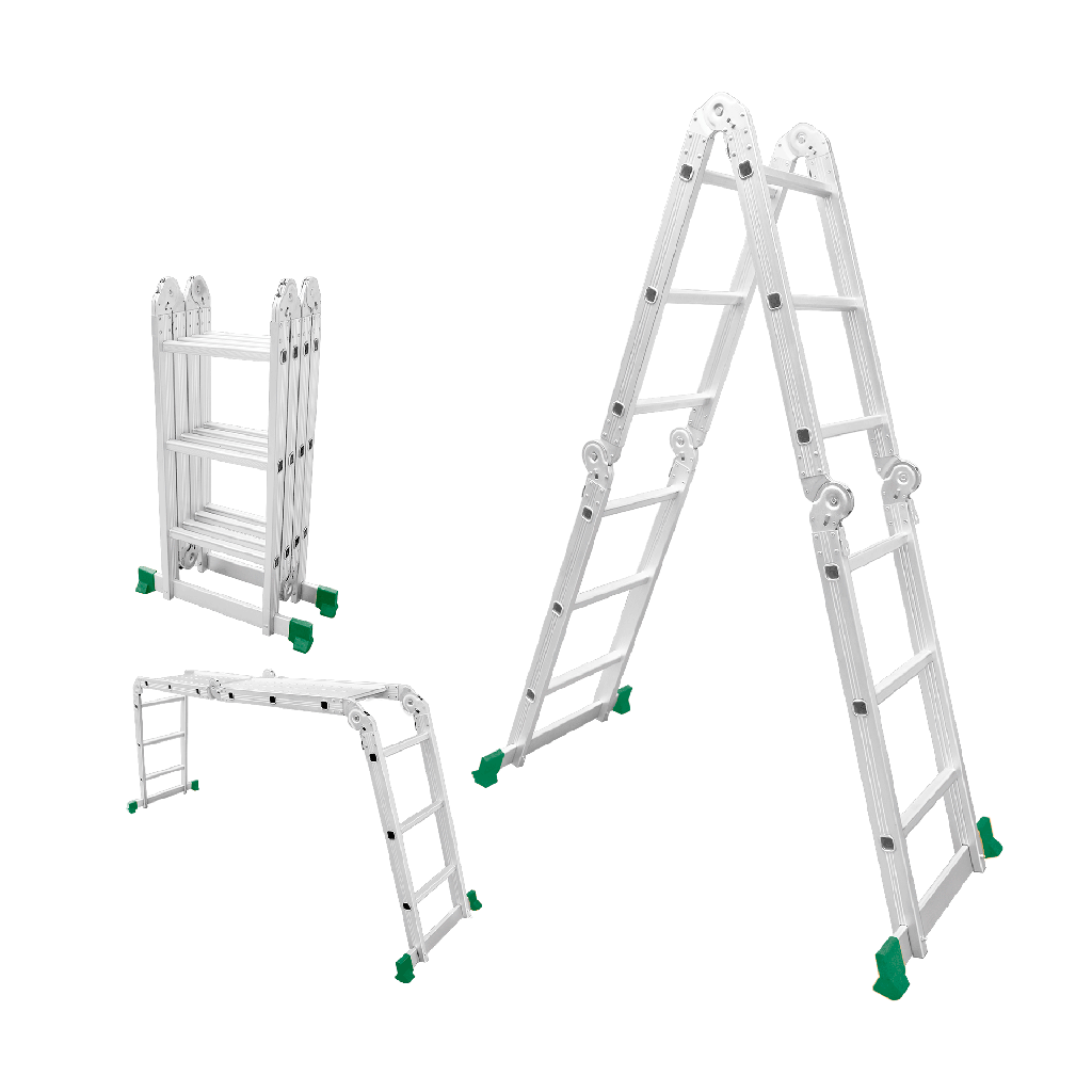 ESCALERA MULTIPROPÓSITO - ESCALONES: 4X3 - LONGITUD: 3370MM - ALTURA DE LA ESCALERA: 1650MM - ALTURA DEL ANDAMIO: 950MM - CON 2 PLACAS DE ANDAMIO - MÁX. CARGA: 150KG