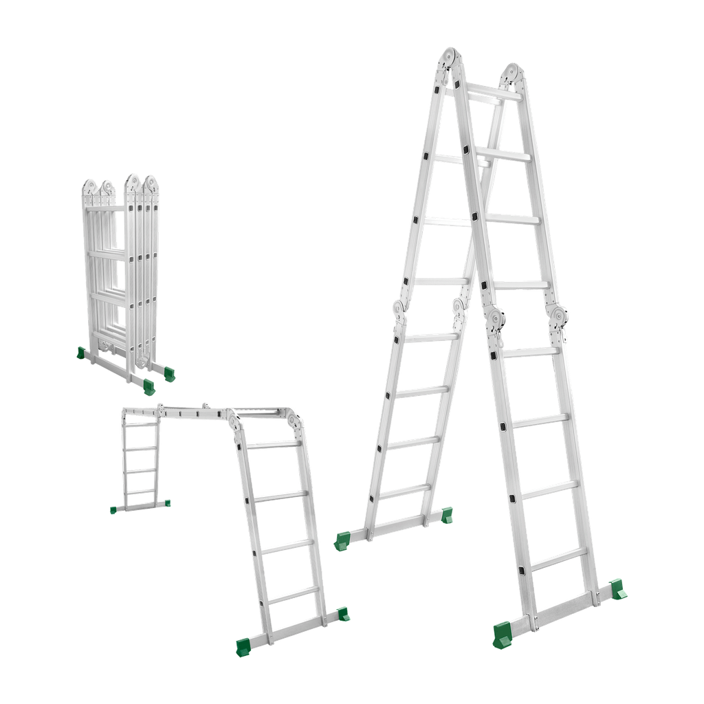 ESCALERA MULTIPROPÓSITO - ESCALONES: 4X4 - LONGITUD: 4450MM - ALTURA DE LA ESCALERA: 2170MM - ALTURA DEL ANDAMIO: 1210MM - CON 2 PLACAS DE ANDAMIO - MÁX. CARGA: 150KG