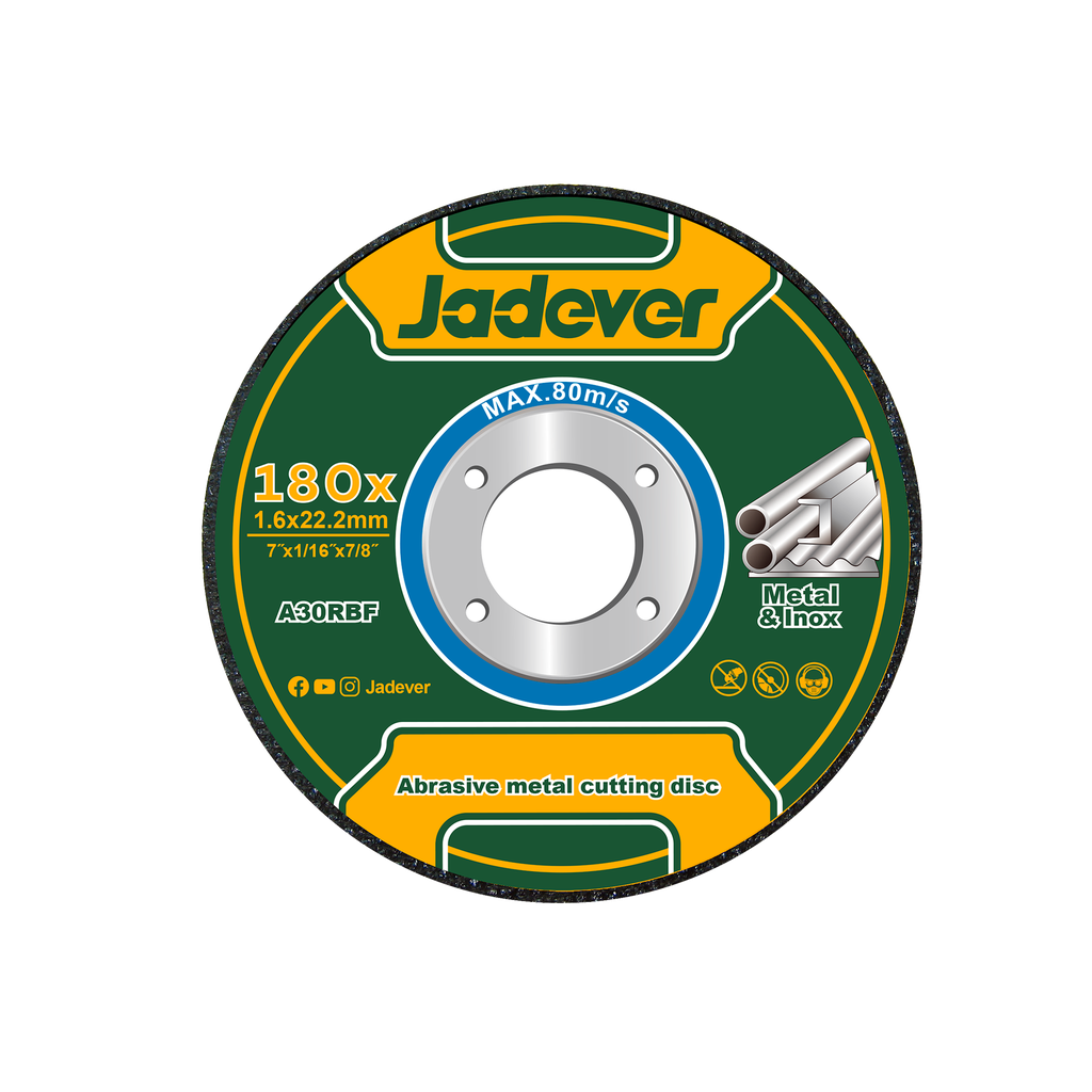 DISCO ABRASIVO PARA CORTE DE METAL: 180 MM X 1,6 MM X 22,2 MM (7'' X 1/16'' X 7/8'')