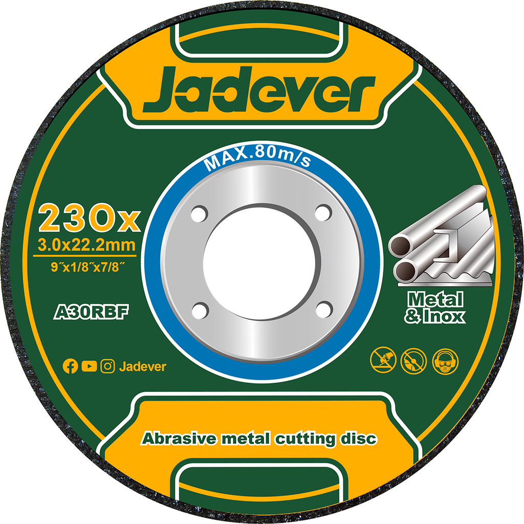 KIT DISCO ABRASIVO PARA CORTE DE METAL: 230 MM  X 3,0 MM 22,22 MM (9'' X 1/8'' X 7/8'')
