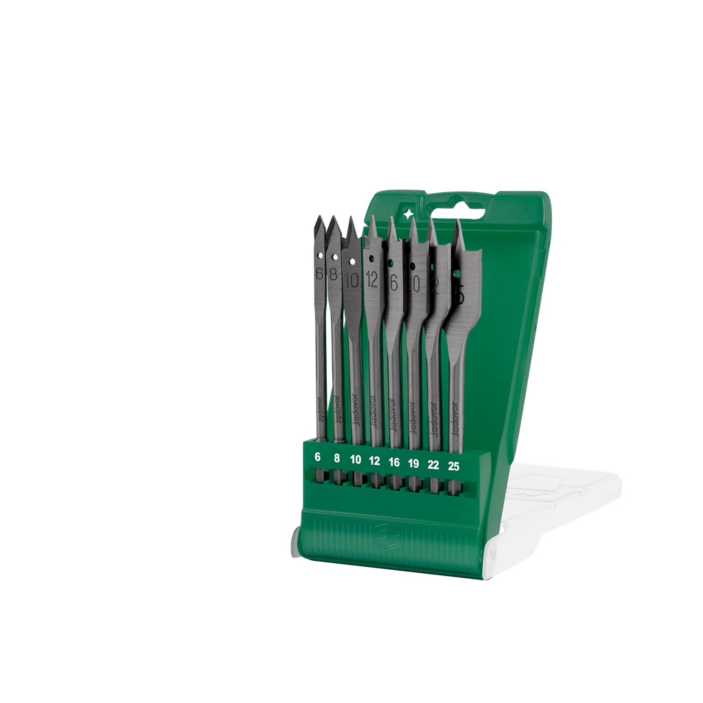 KIT DE 8 MECHAS PALETA PARA MADERA - TAMAÑO: 6, 8, 10, 12, 16, 19, 22, 25MM