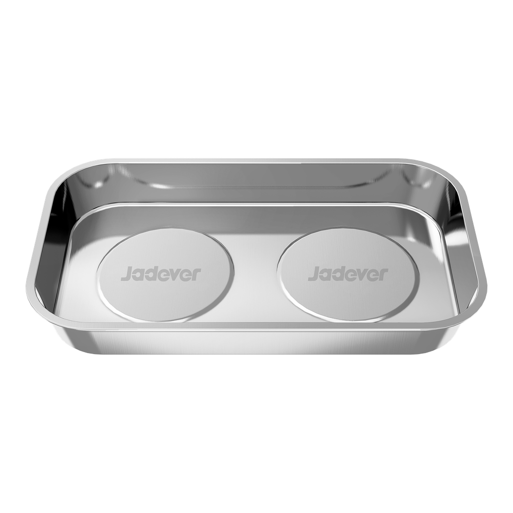 BANDEJA MAGNÉTICA RECTANGULAR - TAMAÑO: 136 X 235MM - MATERIAL: ACERO INOXIDABLE - BASE CUBIERTA DE GOMA JADEVER