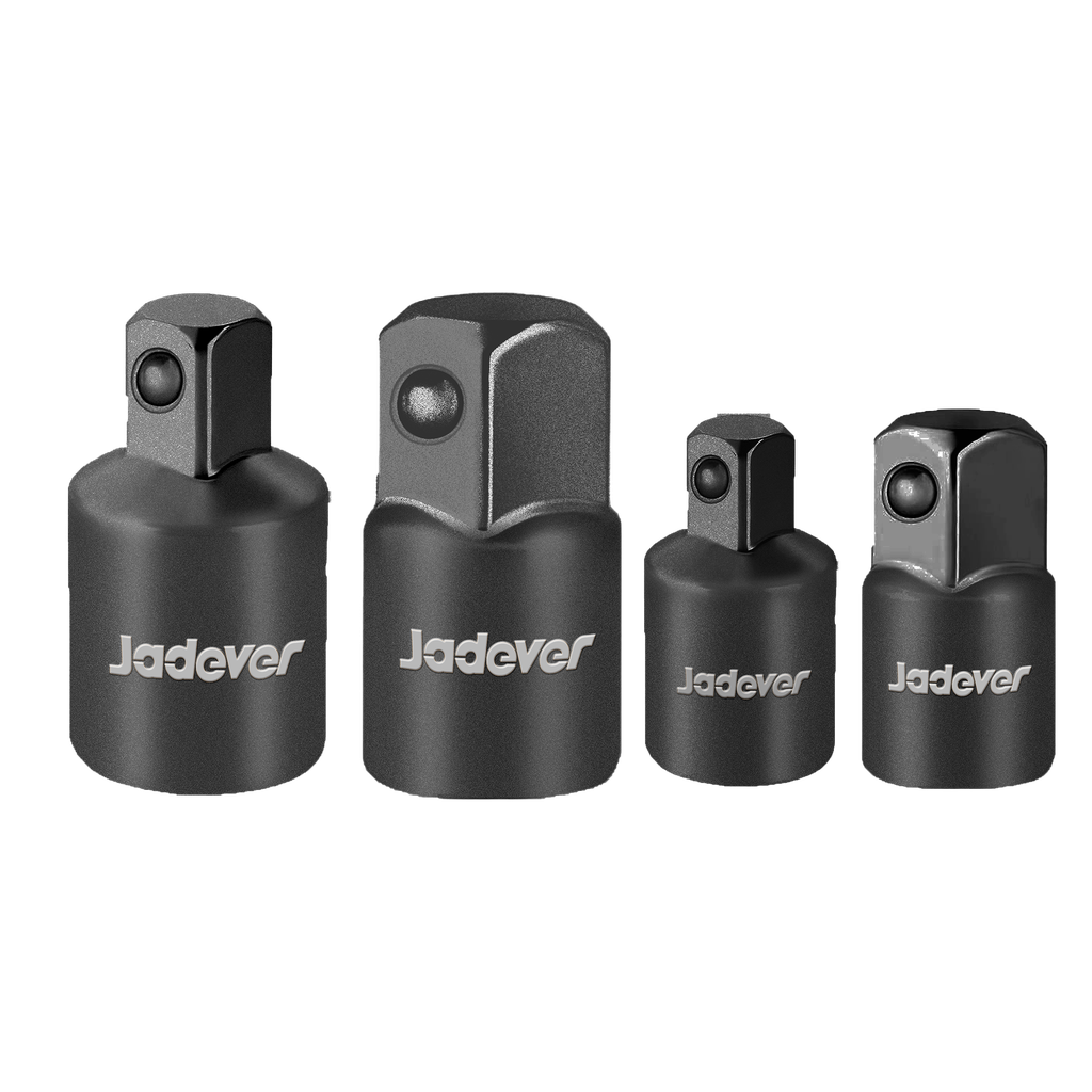 KIT DE VASOS DE IMPACTO DE 4 PIEZAS DE 1/2'' -  TAMAÑOS: 1/4''(F) Y 3/8''(M), 3/8''(F) Y 1/4''(M), 3/8''(F) Y 1/2''(M) 1/2''(H) Y 3/8''(M) - ACERO 50BV30 (CR-V) + TRAT. TÉRMICO