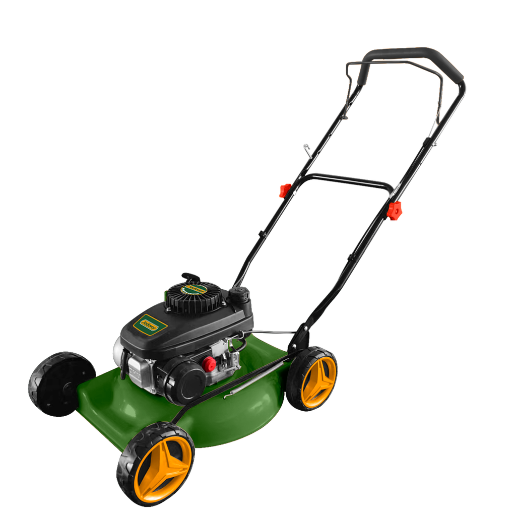 CORTACÉSPED DE GASOLINA - 141 CC - 3,0 KW (4HP) - 2600 RPM - EMPUJE MANUAL - DESCARGA LATERAL - MOTOR 4 TIEMPOS - ALTURA DE CORTE: 25 - 75MM - ANCHO DE CORTE: 460MM (18'') - TAMAÑO DE LA RUEDA: 7''