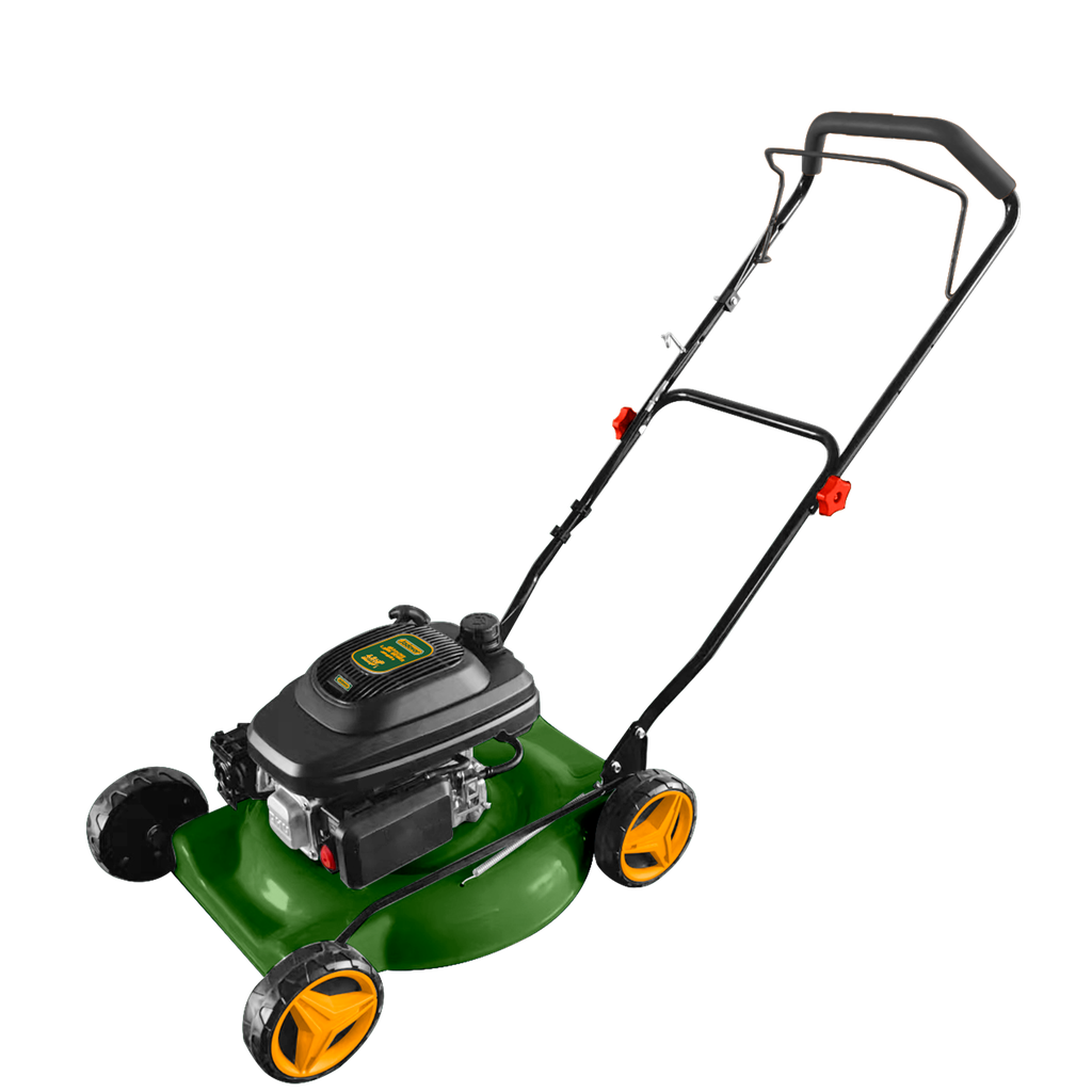 CORTACÉSPED DE GASOLINA - 196 CC - 3,5 KW (4.8HP) - 3600 RPM - EMPUJE MANUAL - DESCARGA LATERAL - MOTOR 4 TIEMPOS - ALTURA DE CORTE: 25 - 75MM - ANCHO DE CORTE: 510MM (20'') - TAMAÑO DE LA RUEDA: 7''