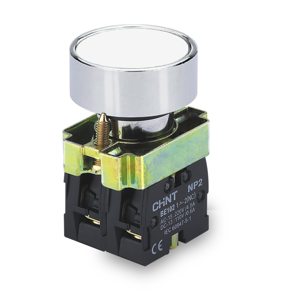 PULSADOR DE CUERPO METALICO DE 22 MM BLANCO CON CONTACTO NA