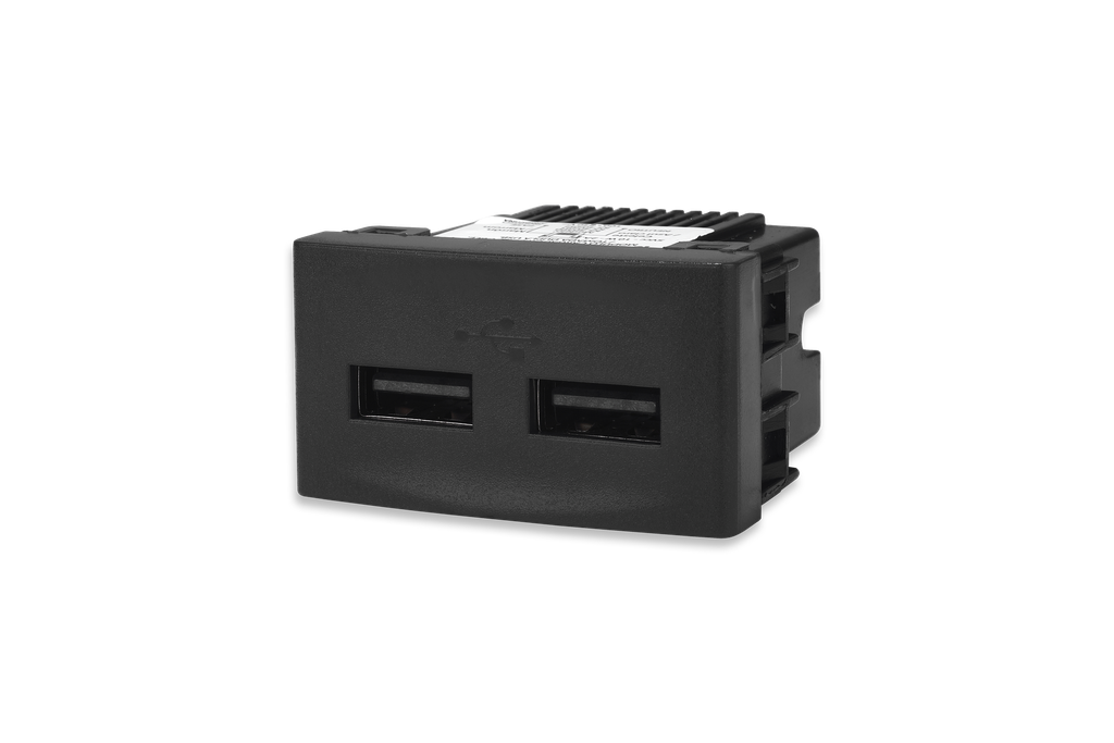 MODULO TOMA DOBLE USB NEGRO - KALOP