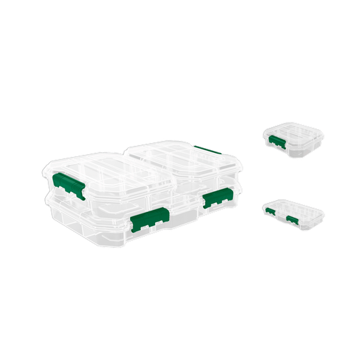[JDTB8343] KIT DE 3 ORGANIZADORES TRANSPARENTES - 2 RACKS DE 6 COMPARTIMIENTOS + 1 RACK DE 13 COMPARTIMENTOS