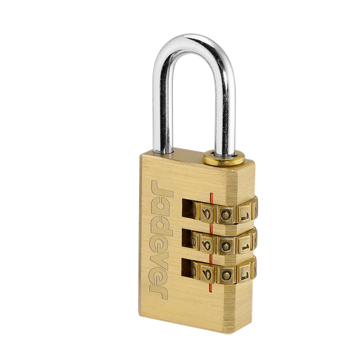 [JDPD3423] CANDADO DE COMBINACIÓN DE LATÓN DE 3 DÍGITOS - TAMAÑO: 3X20MM - PESO: 47G - 3 RUEDAS CODIFICADAS - COMBINACIÓN PERZONALIZABLE