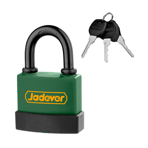 [JDPD9445] CANDADO DE HIERRO APTO INTEMPERIE - TAMAÑO: 45 MM  - PESO: 321G - CAJA DE PLÁSTICO DE PVC + FUNDA DE GOMA IMPERMEABLE - CON 3 LLAVES DE HIERRO.