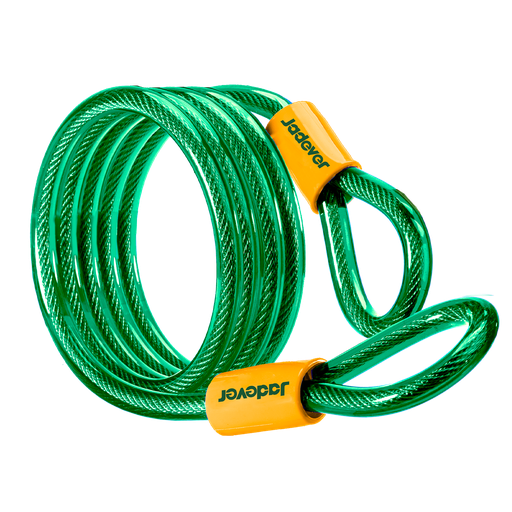 [JDBK3112] ESLINGA PARA BICICLETA DE DOBLE BUCLE - LONGITUD: 1800MM - DIÁMETRO: 12MM - CABLE DE ALAMBRE DE ALTA CALIDAD RECUBIERTO DE PVC - PORTACANDADOS PARA CUADRO DE BICICLETA
