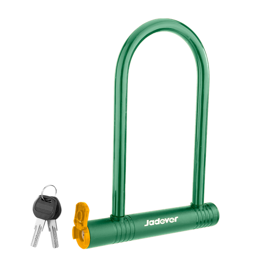 [JDBK6125] CANDADO EN U PARA BICICLETA - ANCHO DEL GANCHO: 105MM - ALTURA DEL GANCHO: 210MM - ACERO A3 - CAJA DE ABS - CILINDRO 100% LATÓN - TUBO DE PVC - CON 2 LLAVES DE HIERRO