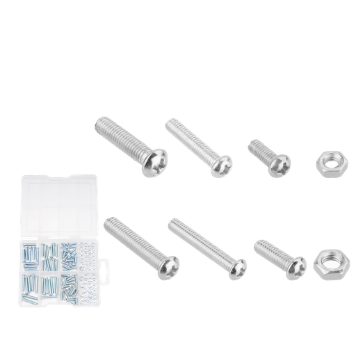 [JDXSBB01] SURTIDO DE TORNILLOS  ROSCA METRICA DE 164 PIEZAS - TORNILLOS PHILLIPS (82 PIEZAS) + TUERCA HEXAGONAL (82 PIEZAS)