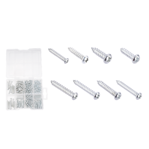 [JDXSAB01] SURTIDO DE TORNILLOS PARKER 200 PIEZAS - ACERO AL C + SUPERFICIE GALVANIZADA - TORNILLOS PHILLIPS DE CABEZA FIJADORA