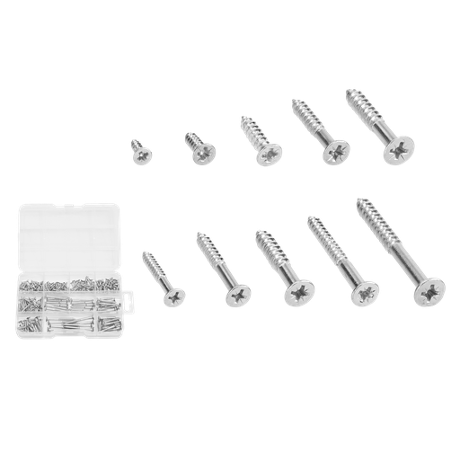 [JDXSCB02] KIT DE TORNILLOS FIX PUNTA AGUJA CON CUELLO DE 302 PIEZAS - TORNILLOS PUNTA AGUJA DE ACERO AL C CON SUPERFICIE GALVANIZADA