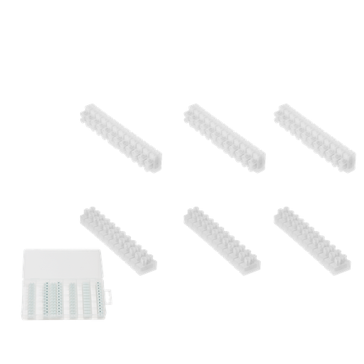 [JDYK1B01] JUEGO DE BORNERAS DE 7 PIEZAS - PP + ALEACIÓN DE ZINC - TAMAÑO: 1,5 - 2,5 MM² - C/U CON 12 ABERTURAS