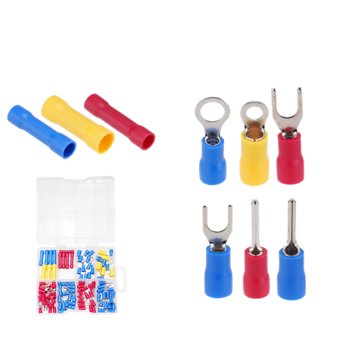 [JDTT1B01] KIT DE TERMINALES PREAISLADOS DE 100 PIEZAS - PVC + LATÓN + ALUMINIO - BV5.5, 2, 1.25 + RV2-5S, 2-6, 5.5-3.5 + SV1.25-4, 2-4 + PTV1.25-12, 2-13