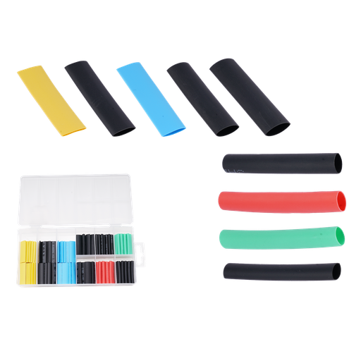 [JDUR1B01] KIT DE TUBOS TERMOCONTRAIBLES DE 120 PIEZAS - PE - 4X40MM (VERDE), 4X40MM (NEGRO), 4,5X40MM (ROJO), 4,5X40MM (NEGRO), 7X40MM (NEGRO), 7X40MM (AZUL), 8X40MM (AMARILLO), 8X40MM (NEGRO)