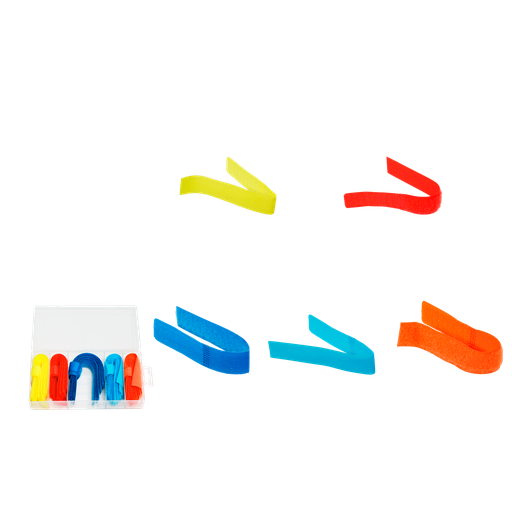 [JDVQ1B01] JUEGO DE CINTAS DE VELCRO DE 50 PIEZAS - MATERIAL: POLIESTER - 20 X 180MM - 10 ROJO + 10 NARANJA + 10 AZUL + 10 CELESTE + 10 AMARILLO