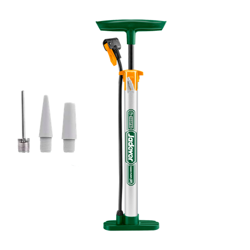 [JDPP1C02] INFLADOR MANUAL CON BASE - 160PSI - 3 PICOS - CILINDRO DE ACERO Y PEDAL DE GOMA - TAMAÑO: Ø32 X 390MM
