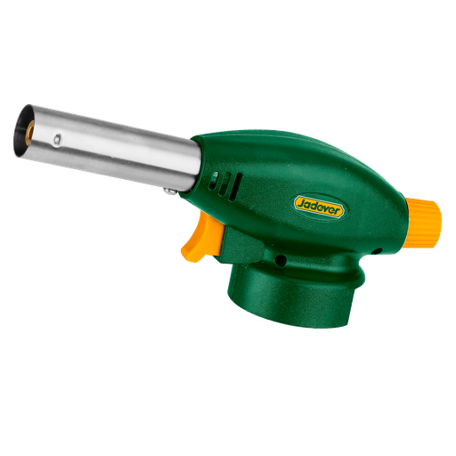 [JDFG1602] SOPLETE DE GAS - NO DISPARA AL REVÉS - ALUM. + ALEAC. ZINC - TEMPERATURA DE LA LLAMA: 1300° (REGULABLE) - CONSUMO DE GAS: 80 G/H - CONEXIÓN: TIPO BAYONETA - ENCENDIDO PIEZOELÉCTRICO AUTOMÁTICO