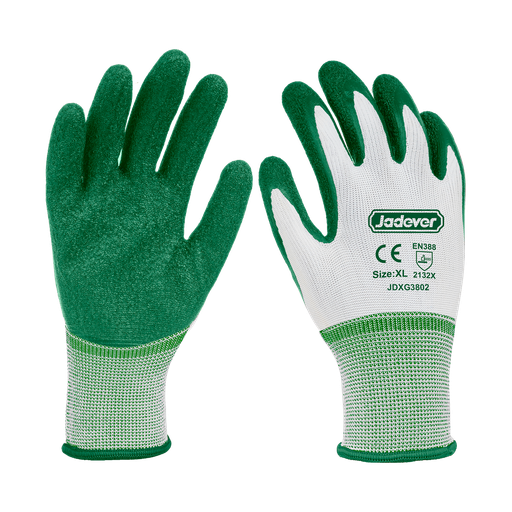 [JDXG3802] GUANTES DE LÁTEX - TALLA: XL - EXTERIOR TEJIDO DE ALGODÓN/POLIÉSTER SIN COSTURAS - PALMA TEXTURIZADA PARA MAYOR AGARRE Y DURABILIDAD