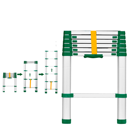 [JDLD5H06] ESCALERA TELESCÓPICA - ESCALONES: 6 - ALUMINIO - ALTURA MÁX. EXTENDIDA: 2000MM - MÁX. CARGA: 150KG