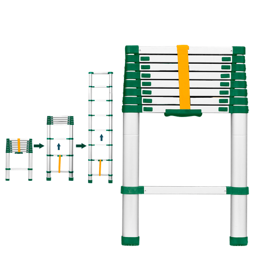 [JDLD5H08] ESCALERA TELESCÓPICA - ESCALONES: 8 - ALUMINIO - ALTURA MÁX. EXTENDIDA: 2600MM - MÁX. CARGA: 150KG