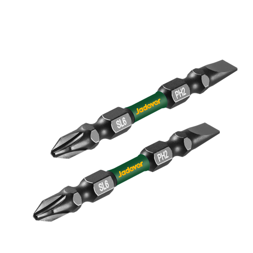 [JDSV3K63] PUNTAS DE DESTORNILLADOR DE IMPACTO DOBLE - (PH2 + SL6 X 1) X 65MM - 2 PIEZAS/JUEGO - AC. S2 ENDURECIDO Y REVENIDO