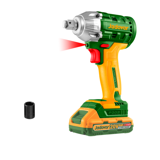 [JDCD1512-4] LLAVE DE IMAPCTO BRUSHLESS 1/2'' INALÁMBRICO 2300 RPM / 3300 BPM CON 2 BATERÍAS LI-ION 1.5AH - VOLTAJE: 20V - PAR APRIETE: 300NM - ENCHUFES: 21MM - INCLUYE CARGADOR