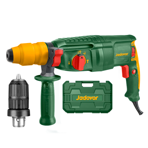 [JDRH1D26-24] TALADRO ROTOPERCUTOR 800W - VOLTAJE: 220-240V 50/60HZ - VELOCIDAD SIN CARGA: 0 - 1100RPM - TASA DE IMPACTO: 0 - 4000BPM - ENERGÍA DE IMPACTO: 2.5J - SISTEMA DE MANDRIL SDS PLUS - INCLUYE CABEZAL EXTRA