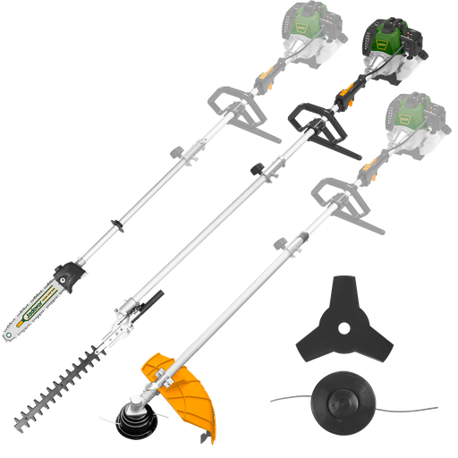 [JDGM4552] KIT CILINDRADOS 1,4 KW 1 CORTADORA DE CÉSPED 1 CORTADOR DE ARBUSTOS 1 CORTASETOS 1 SIERRA DE CADENA