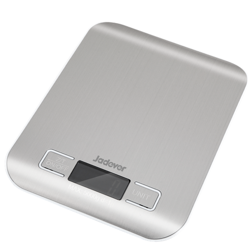 [JDKE2503] BALANZA ELECTRÓNICA DE COCINA - CAPACIDAD: 5G - 5000G - UNIDAD: G/LB/ML/OZ - TAMAÑO: 18 X 13.9 X 1.8CM - ACERO INOXIDABLE - APAGADO AUTOMÁTICO - PANTALLA LCD JADEVER