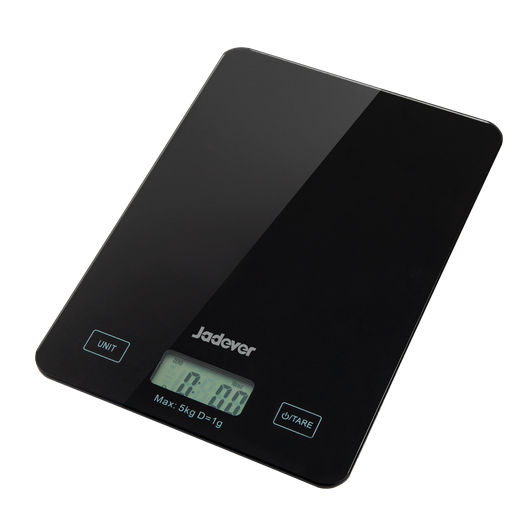 [JDKE3504] BALANZA ELECTRÓNICA DE COCINA - CAPACIDAD: 5G - 5000G - UNIDAD: G/KG/LB/ML/OZ - TAMAÑO: 21.5 X 16 X 1.8CM - VIDRIO TEMPLADO - APAGADO AUTOMÁTICO - PANTALLA LCD JADEVER