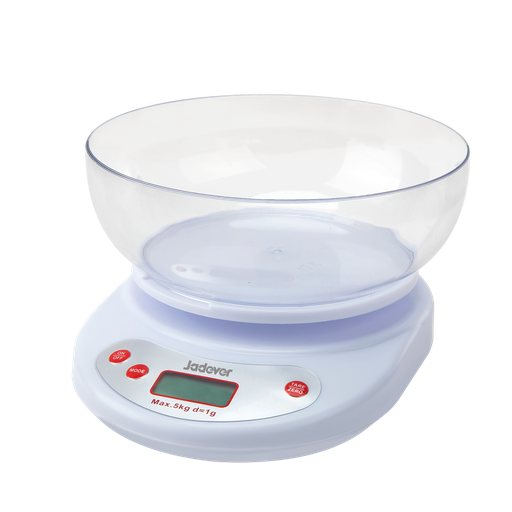 [JDKE5507] BALANZA ELECTRÓNICA DE COCINA - CAPACIDAD: 5G - 5000G - UNIDAD: G/LB/OZ - TAMAÑO: 20 X 16 X 5CM - 2 PILAS AA - PS - APAGADO AUTOMÁTICO - PANTALLA LCD JADEVER