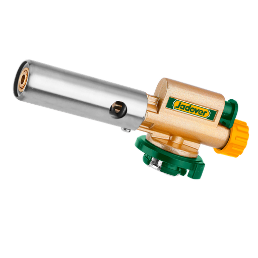 [JDFG3603] SOPLETE DE GAS - NO DISPARA AL REVÉS - ALUM. + ALEAC. ZINC - TEMPERATURA DE LA LLAMA: 1300° (REGULABLE) - CONSUMO DE GAS: 108 G/H - CONEXIÓN: TIPO BAYONETA - ENCENDIDO PIEZOELÉCTRICO AUTOMÁTICO