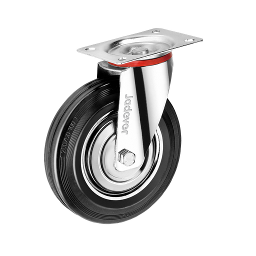 [JDJL3332] RUEDA GIRATORIA CON RODAMIENTOS DE RODILLOS - 3'' (75MM) X 22MM - CARGA: 40 KG - ACERO + GOMA - PLACA SUPERIOR: 78 X 68MM - ALTURA DE MONTAJE: 95MM