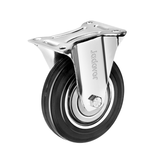 [JDJL3351] RUEDA RÍGIDA CON RODAMIENTOS DE RODILLOS - 5'' (125MM) X 34MM - CARGA: 100KG - ACERO + GOMA - PLACA SUPERIOR: 102 X 84MM - ALTURA DE MONTAJE: 150MM