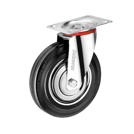 [JDJL3352] RUEDA GIRATORIA CON RODAMIENTOS DE RODILLOS - 5'' (125MM) X 34MM - CARGA: 100KG - ACERO + GOMA - PLACA SUPERIOR: 102 X 84MM - ALTURA DE MONTAJE: 150MM