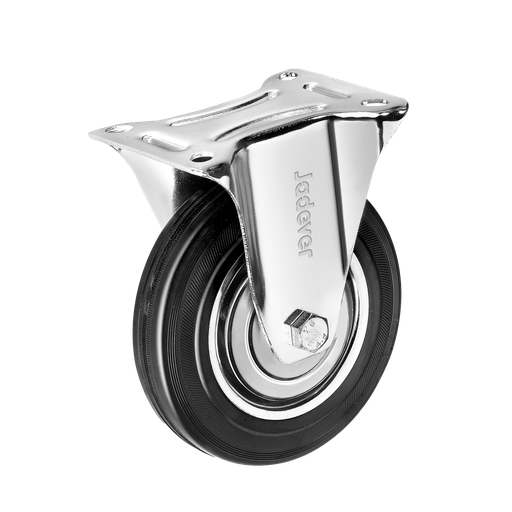 [JDJL3381] RUEDA RÍGIDA CON RODAMIENTOS DE RODILLOS - 8'' (200MM) X 44MM - CARGA: 230KG - ACERO + GOMA - PLACA SUPERIOR: 132 X 110MM - ALTURA DE MONTAJE: 233MM