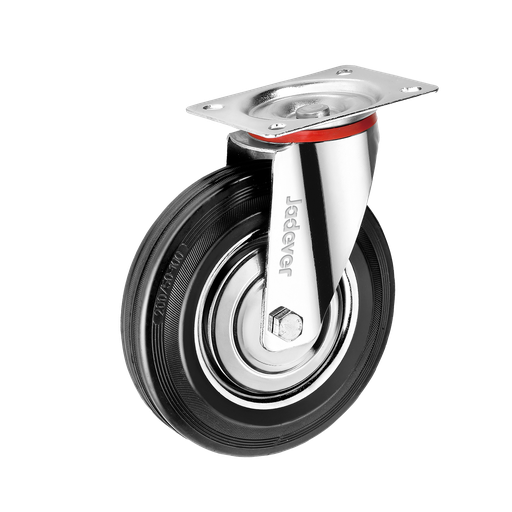 [JDJL3382] RUEDA GIRATORIA CON RODAMIENTOS DE RODILLOS - 8'' (200MM) X 44MM - CARGA: 230KG - ACERO + GOMA - PLACA SUPERIOR: 132 X 110MM - ALTURA DE MONTAJE: 233MM